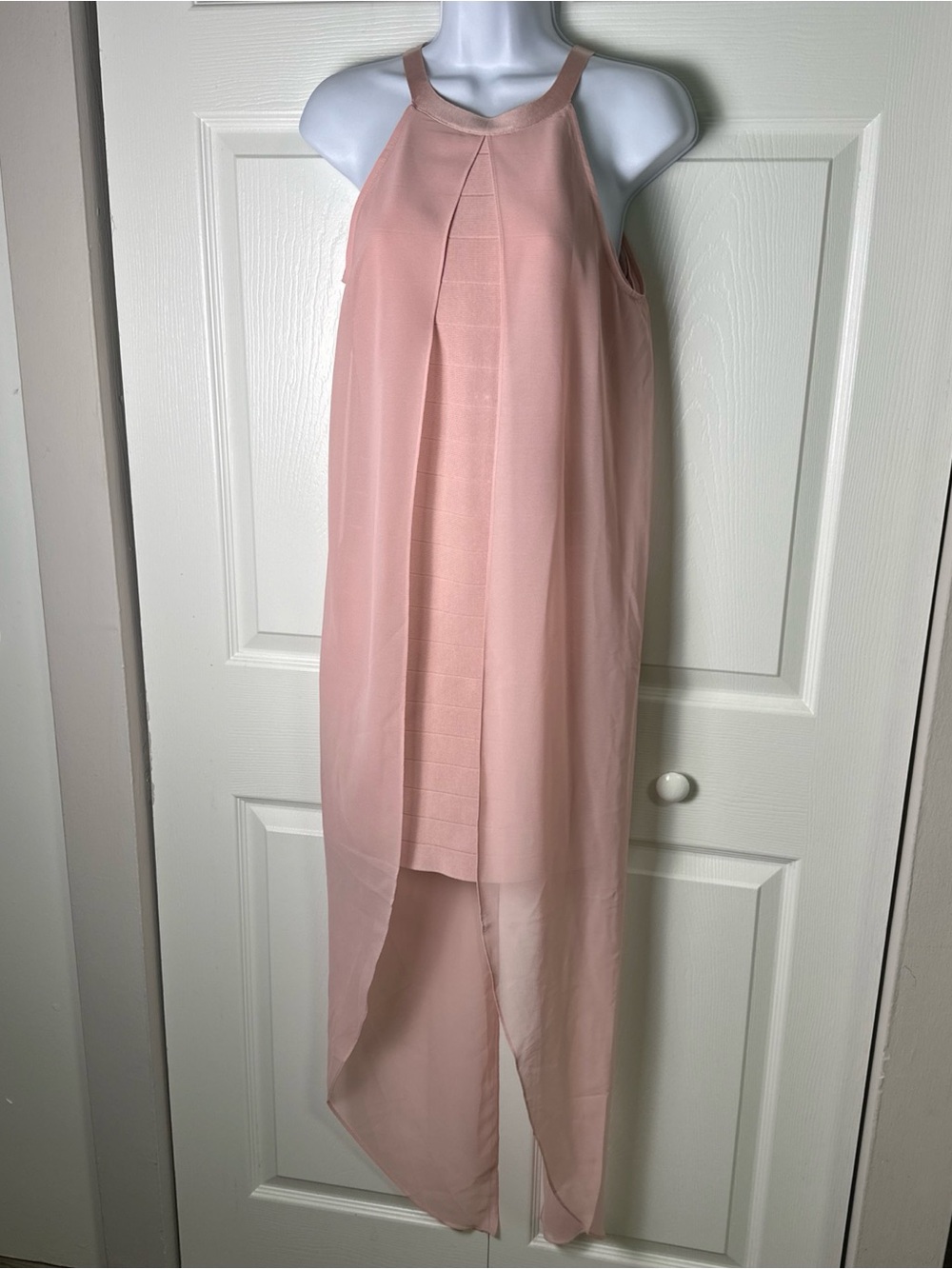 Venus Women’s Blush Pink High-Low Halter Overlay Skirt